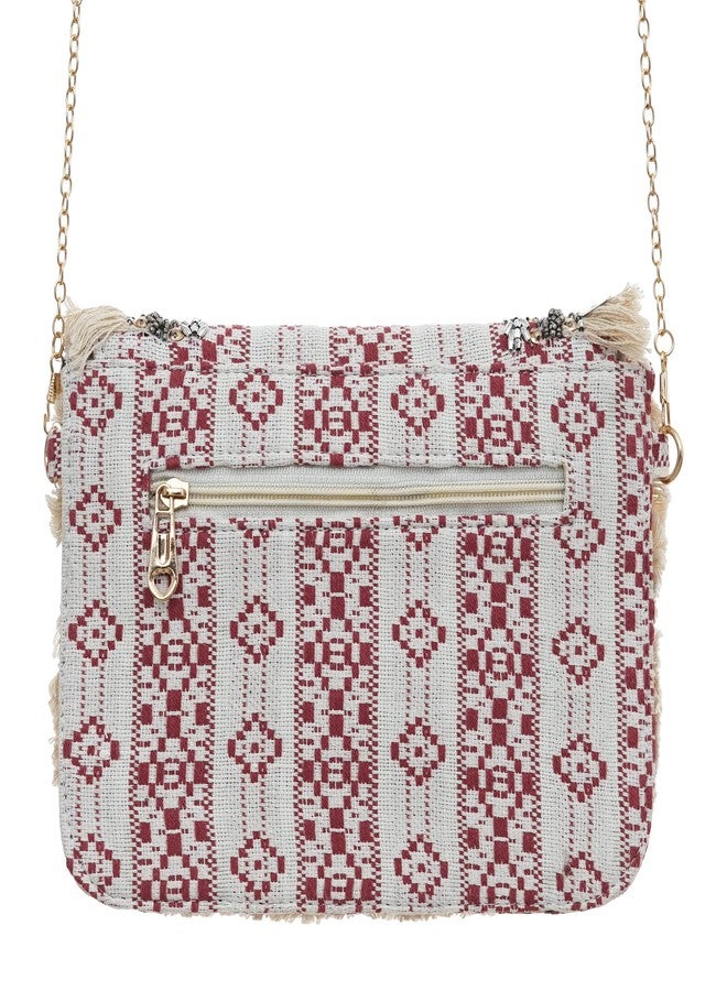 iinfinize Vintage Cotton Boho Handbag For Women Designer Clutch with Long Chain Strap - Image 2